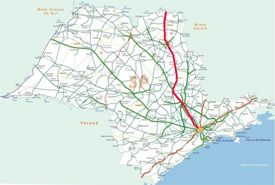 Mapa da Rodovia Anhanguera